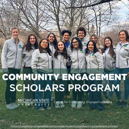 The 2023-24 Scholars with program staff outside, all wearing matching grey CESP jackets and smiling.